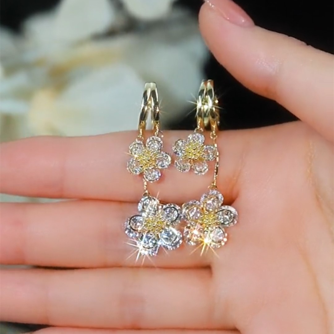超閃鋯石黃色花蕊耳環-FANYIACC