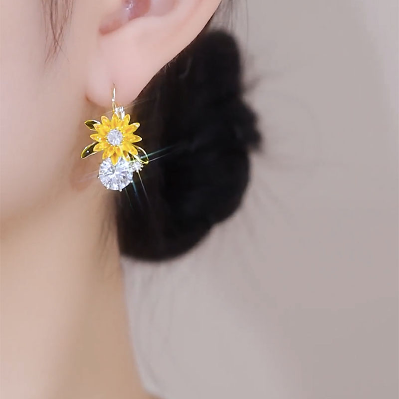 超閃黃色向日葵花朵耳環-FANYIACC