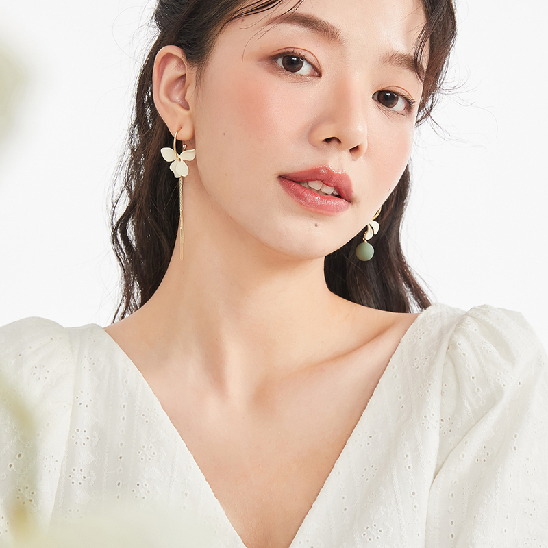 不對稱永生花流蘇耳環-FANYIACC