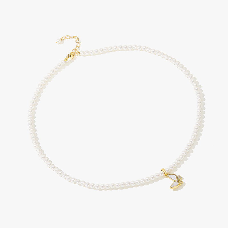 蝴蝶珍珠簡約項錬 小米錬頸錬-FANYIACC