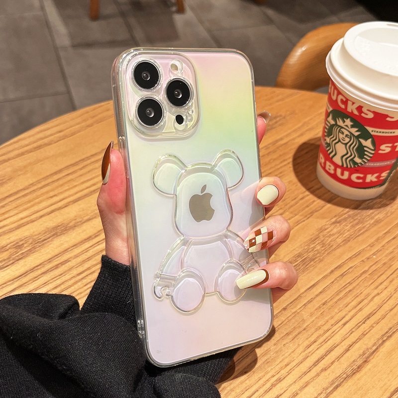 適用透明立體暴力熊蘋果保護殼iphone