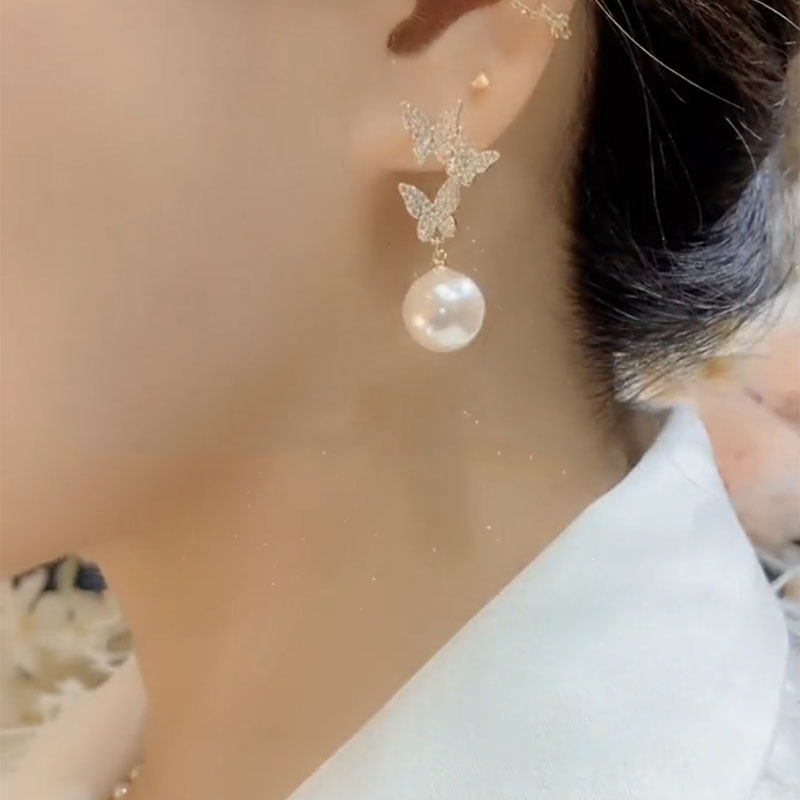 七夕限定優惠 | 蝴蝶珍珠鋯石耳環