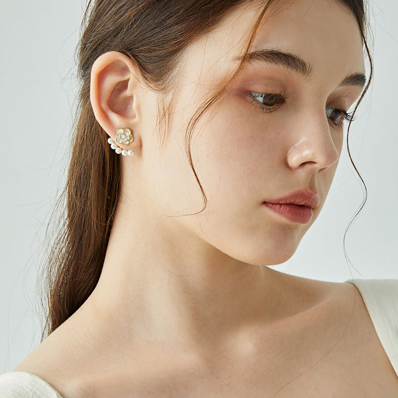花朵珍珠輕奢耳環-FANYIACC