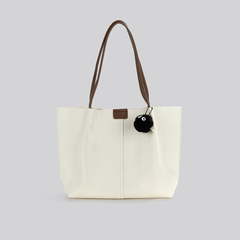 時尚休閒  黑色大容量托特包   白色