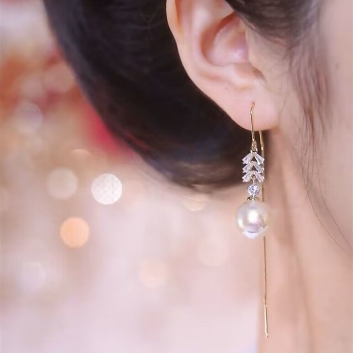白色珍珠耳線 耳環-FANYIACC