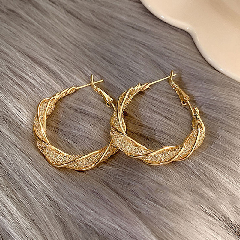 麻花圈圈金色耳環 (Earrings)-FANYIACC