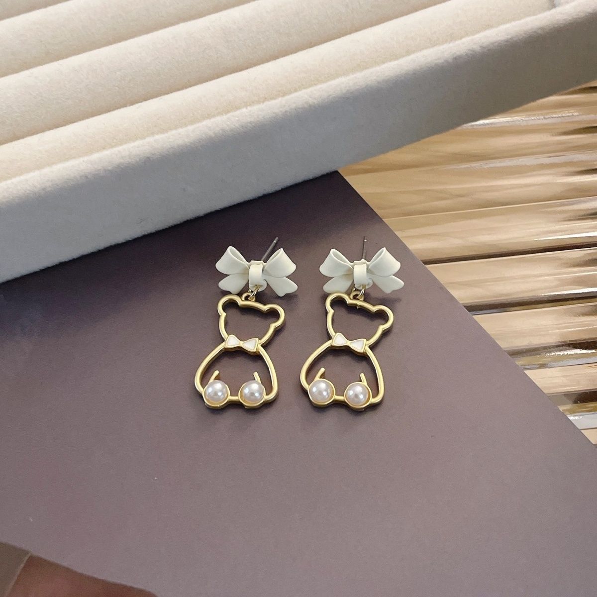可愛卡通鏤空小熊耳環-FANYIACC