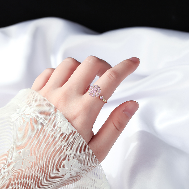 會旋轉的花朵鋯石戒指-FANYIACC