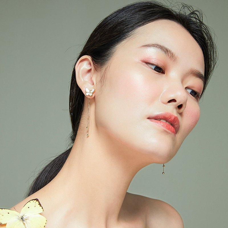 蝴蝶流蘇夾式耳環
