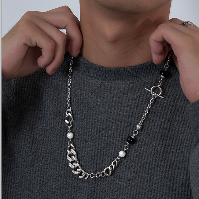 黑白拼接珍珠古巴錬-FANYIACC