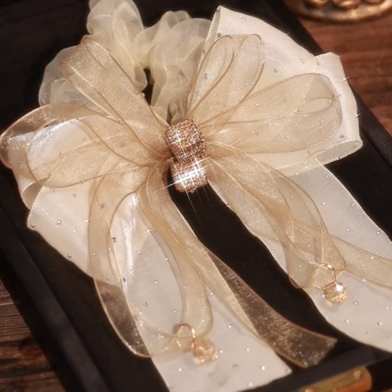 黑色蝴蝶結髮圈髮夾-FANYIACC