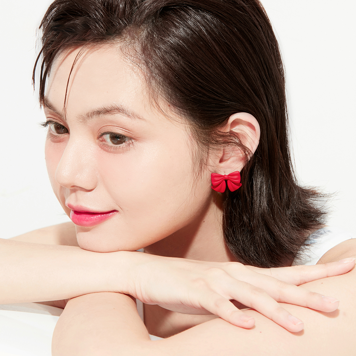 可愛蝴蝶結彩色•夾式耳環-FANYIACC