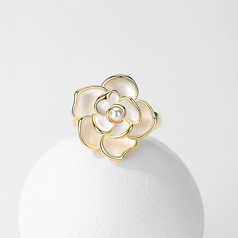 白色花朵珍珠戒指-FANYIACC