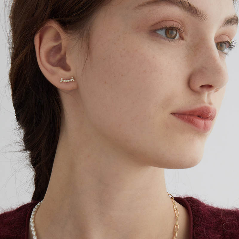 925銀針簡約微笑耳針-FANYIACC