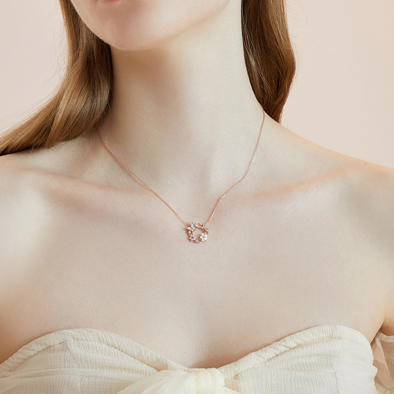 蝴蝶花朵鋯石項錬-FANYIACC