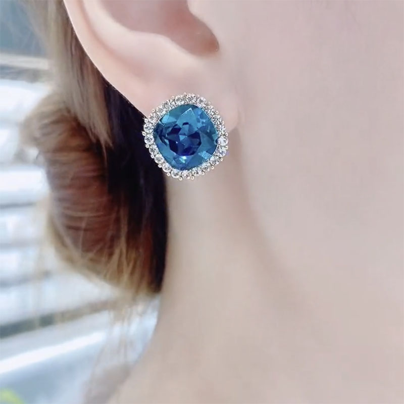 氣質藍色水晶耳環