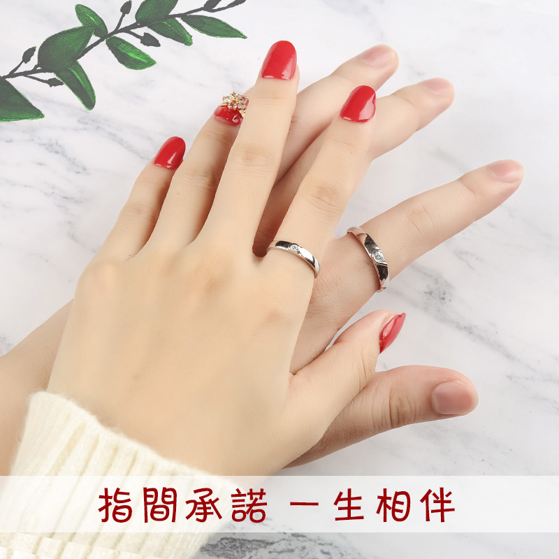 戀愛1+1 |  莫桑石愛心情侶對戒 【免費刻字】-FANYIACC