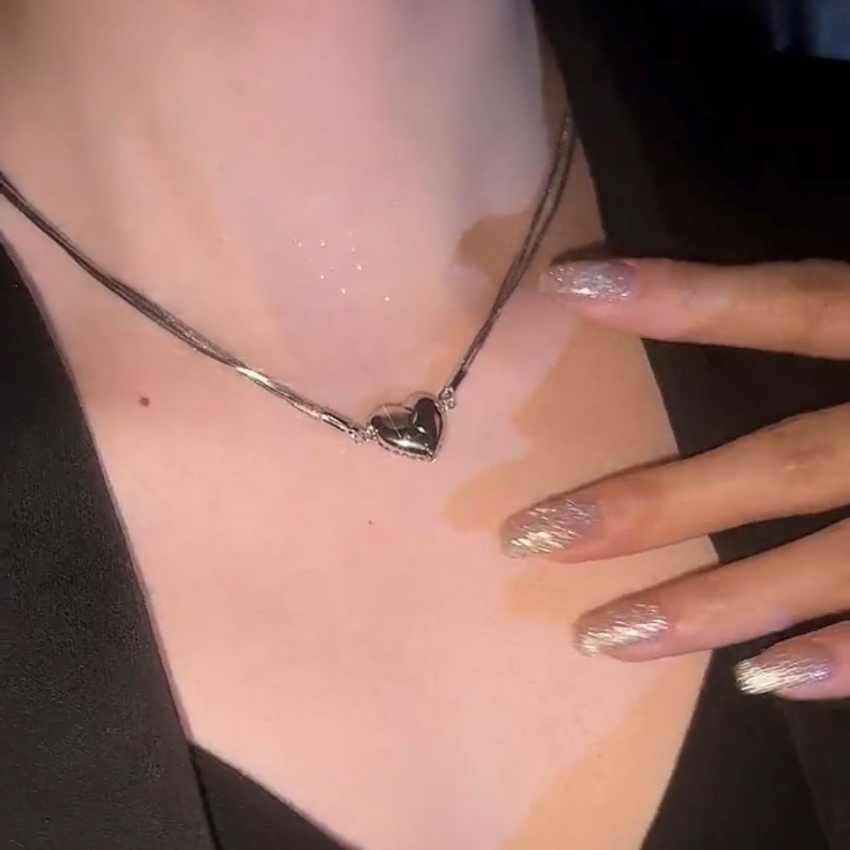 超閃滿鑽愛心磁吸吊墜項錬-FANYIACC