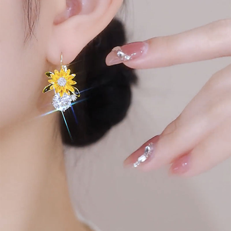 超閃黃色向日葵花朵耳環-FANYIACC
