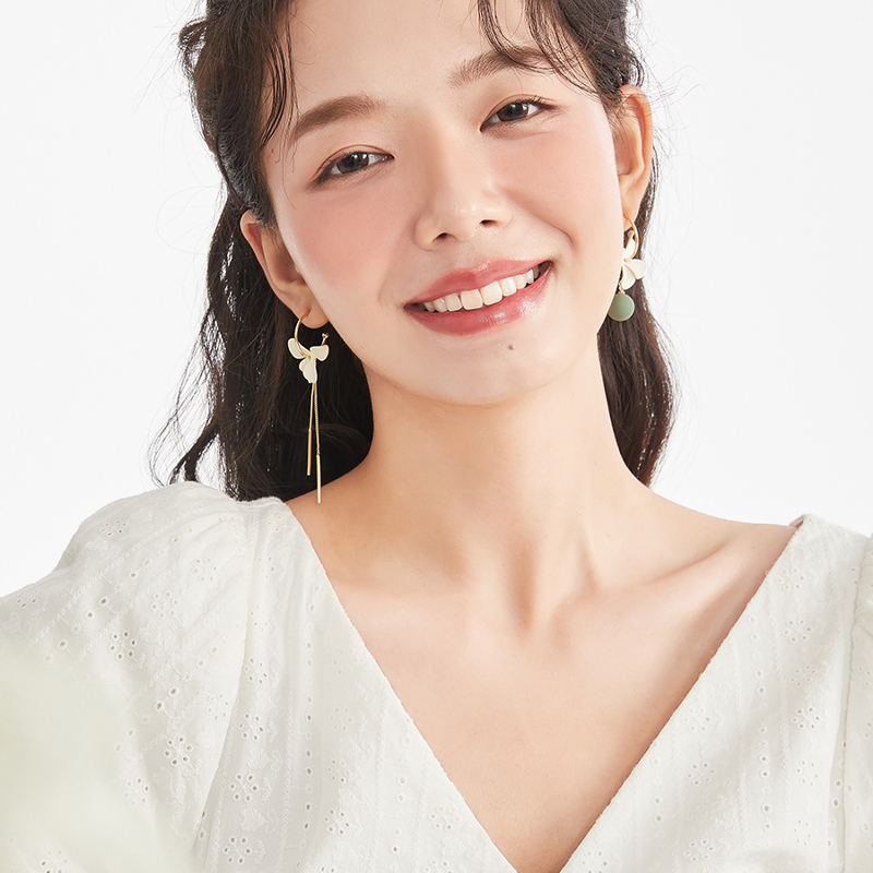 不對稱永生花流蘇耳環-FANYIACC