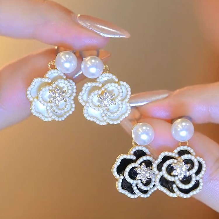 花朵珍珠高級耳環-FANYIACC