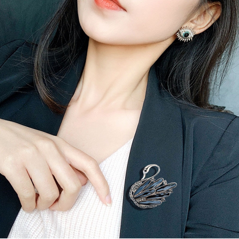 氣質水晶天鵝胸針-FANYIACC
