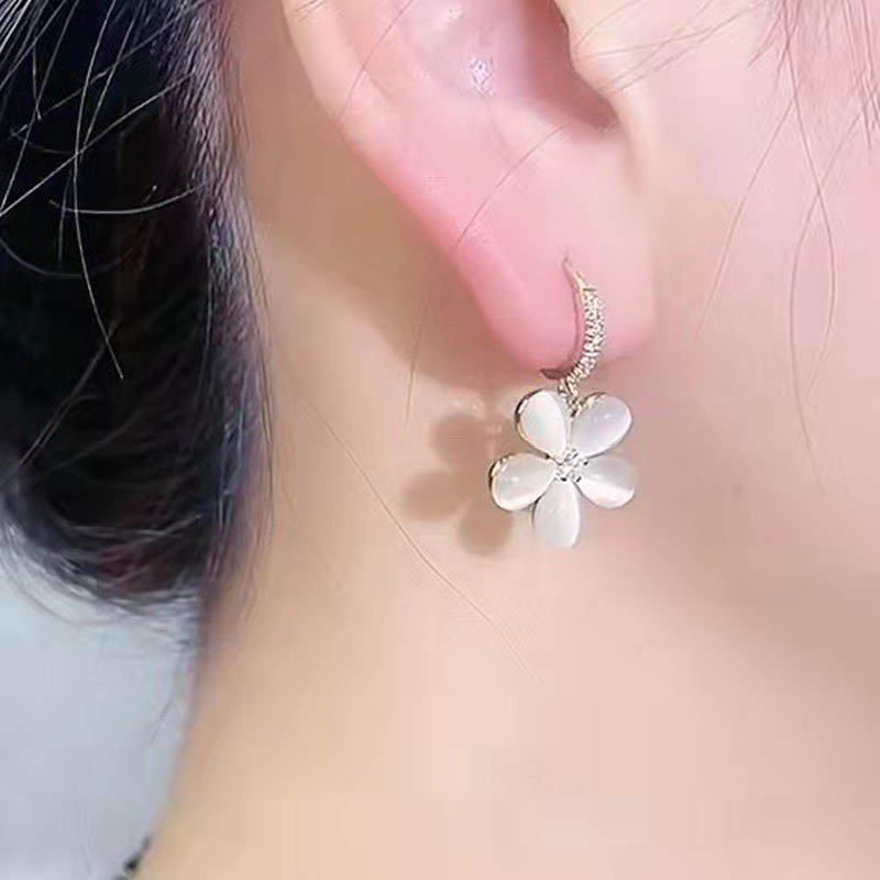 花朵貓眼石耳環-FANYIACC