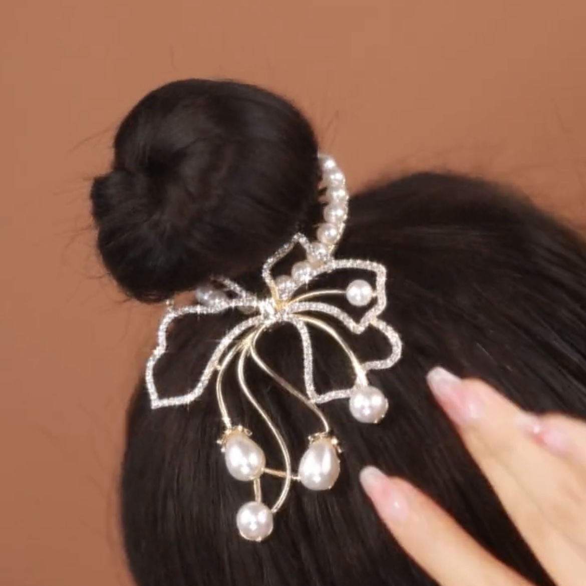 氣質丸子頭蝴蝶結髮夾-FANYIACC