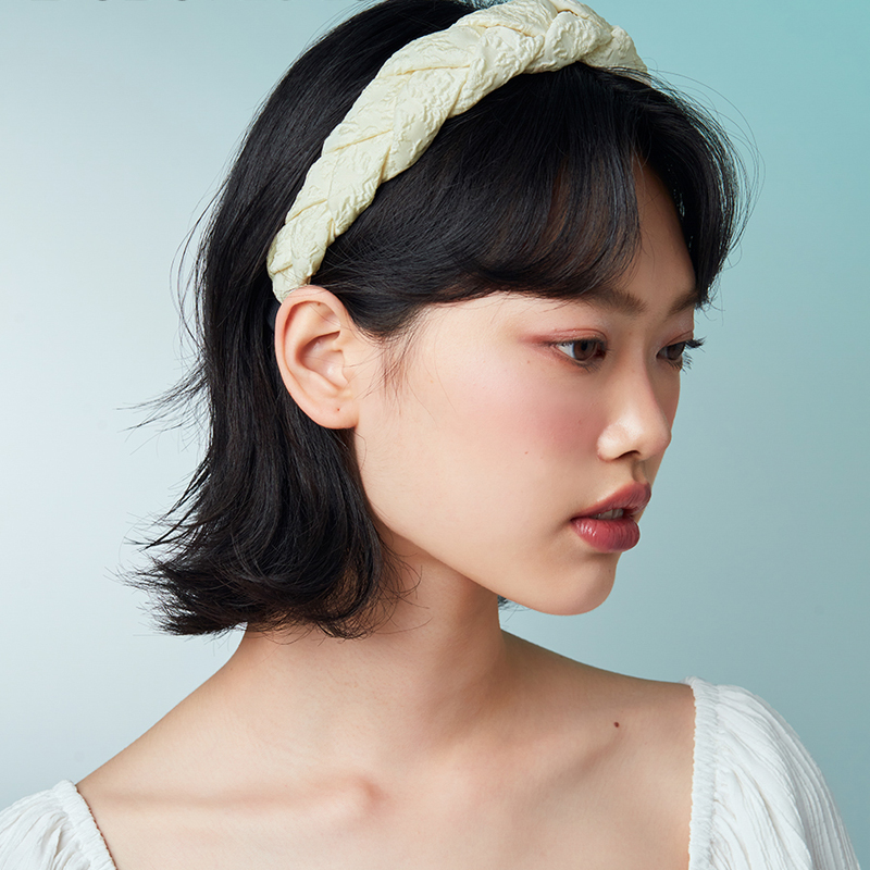 清新印花刺繡麻花髮箍-FANYIACC