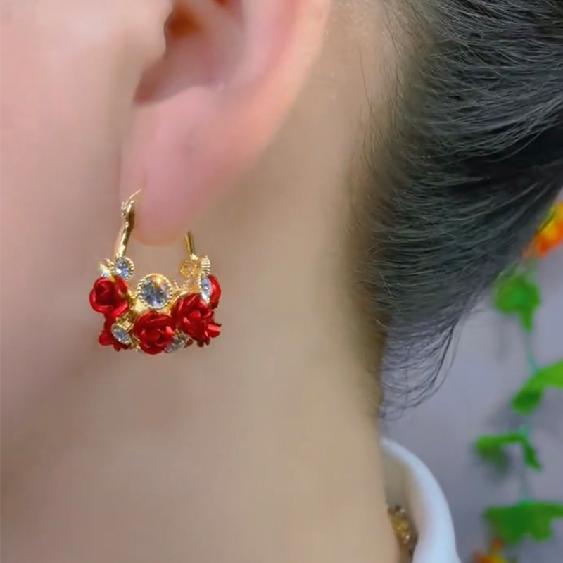 時尚玫瑰花耳環-FANYIACC