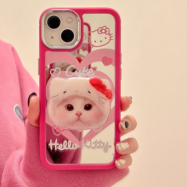 鏡面可愛粉色卡通貓咪手機保護殼-FANYIACC