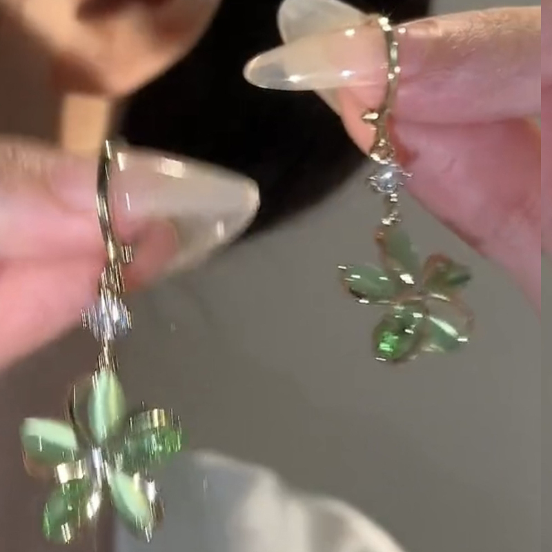 星辰之歌 |綠色貓眼石耳環