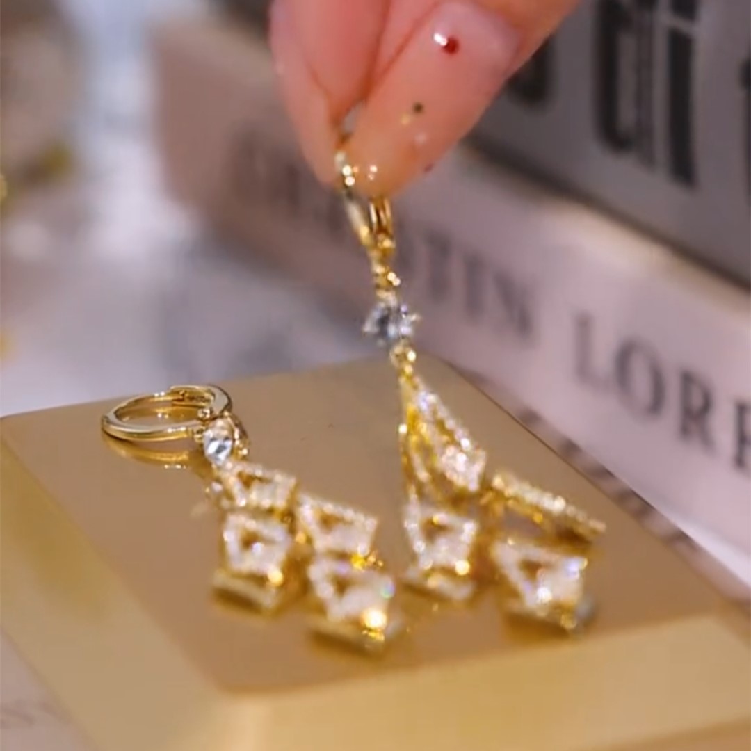 四片菱形水滴耳環-FANYIACC