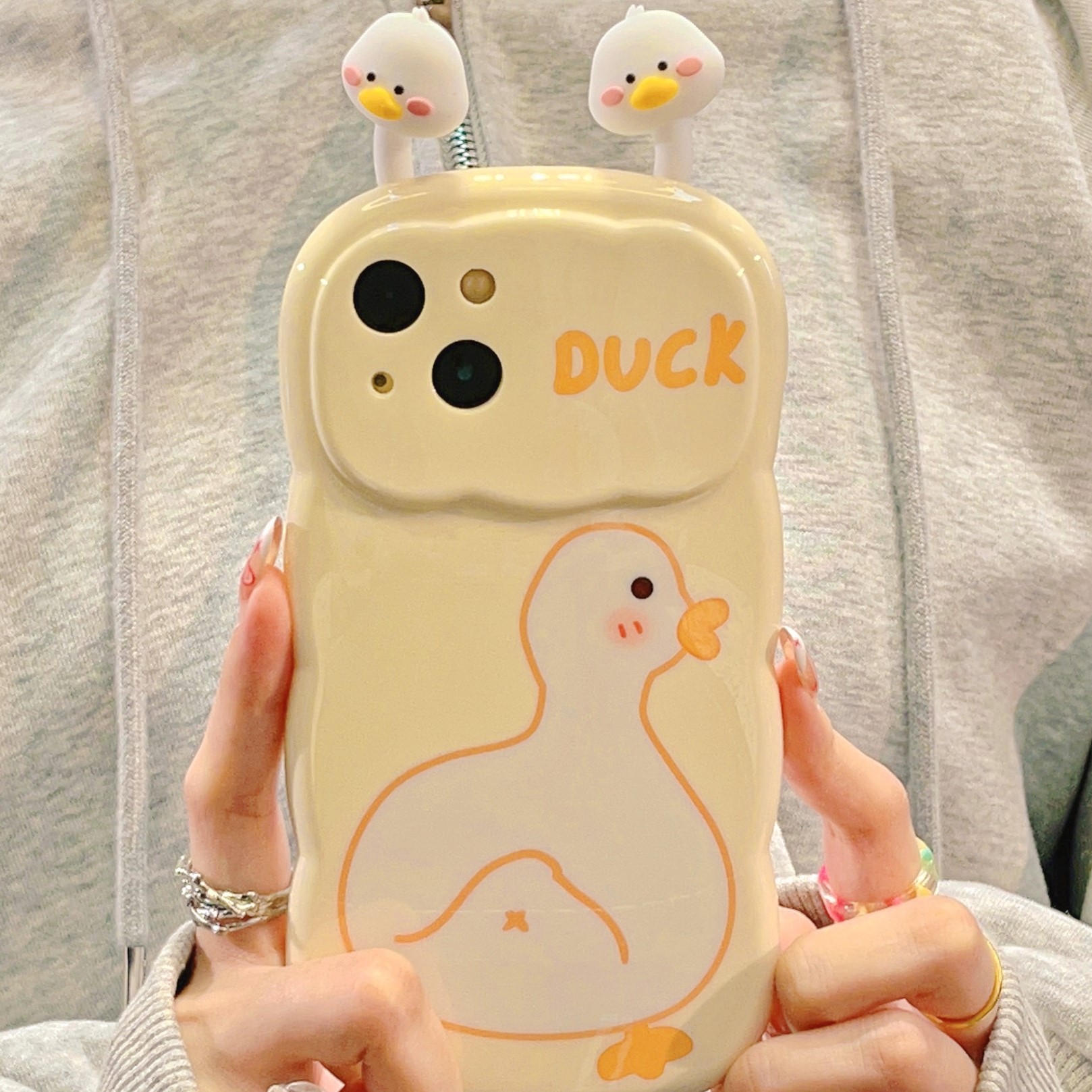 解壓立體可愛鴨子手機保護殼