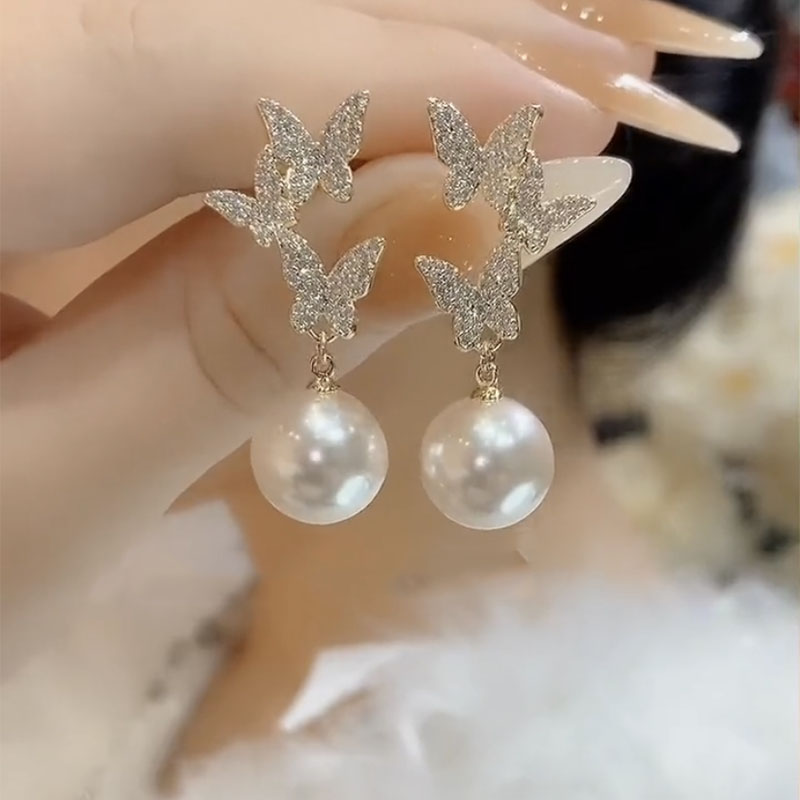 七夕限定優惠 | 蝴蝶珍珠鋯石耳環