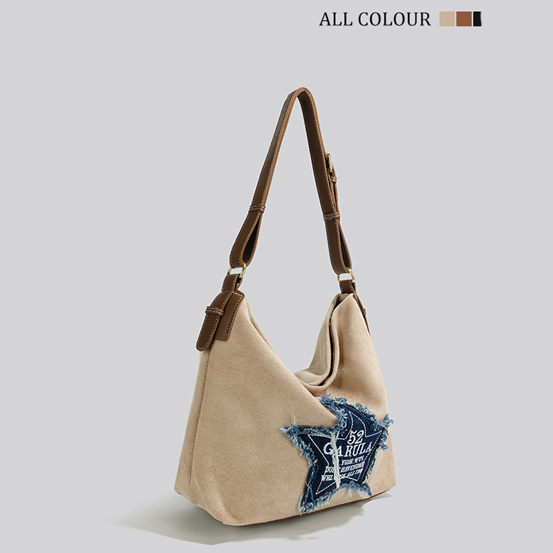 高級絨布質感 單肩大容量包包  側面