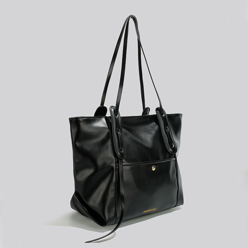 純色牛皮 大容量時尚托特包   側面展示