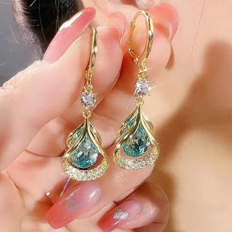 貓眼石閃鑽耳環