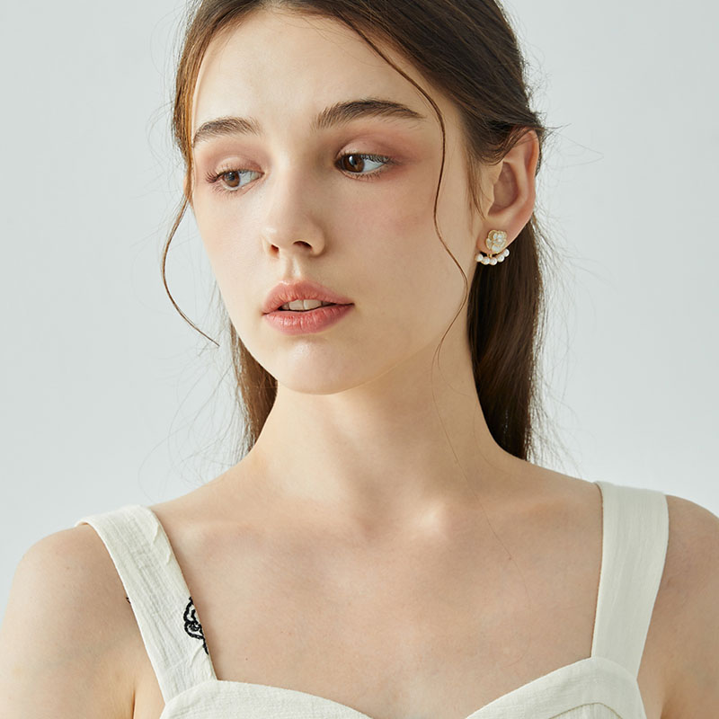 花朵珍珠輕奢耳環-FANYIACC