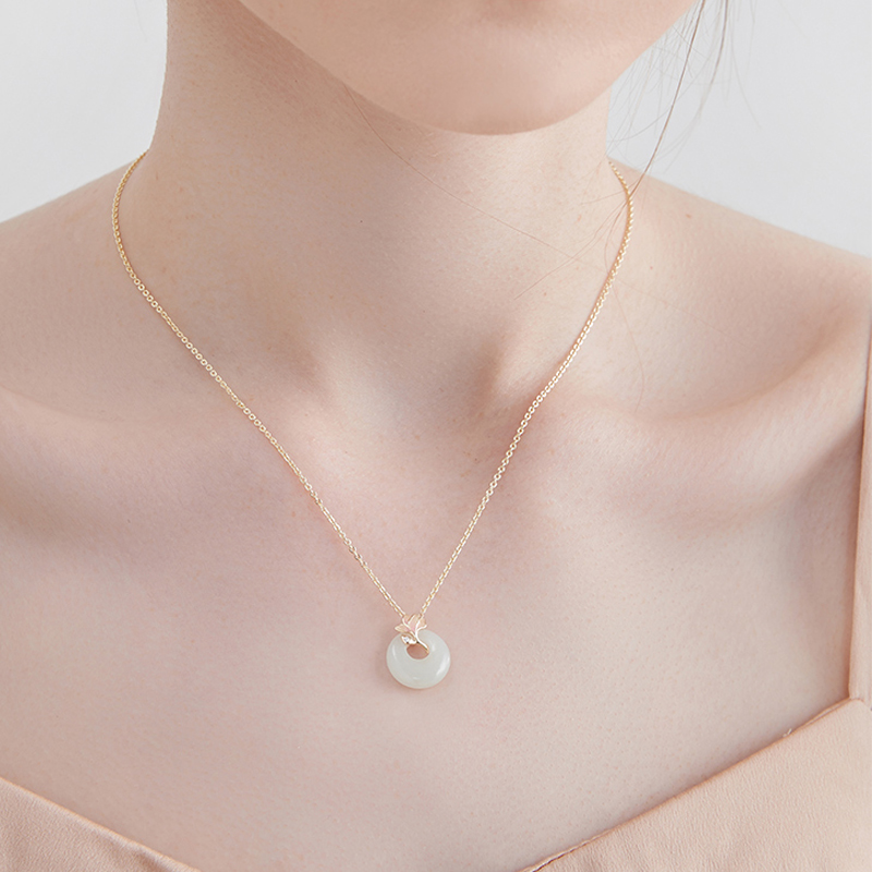 祈願 | 蘭花和田玉平安扣項錬-FANYIACC