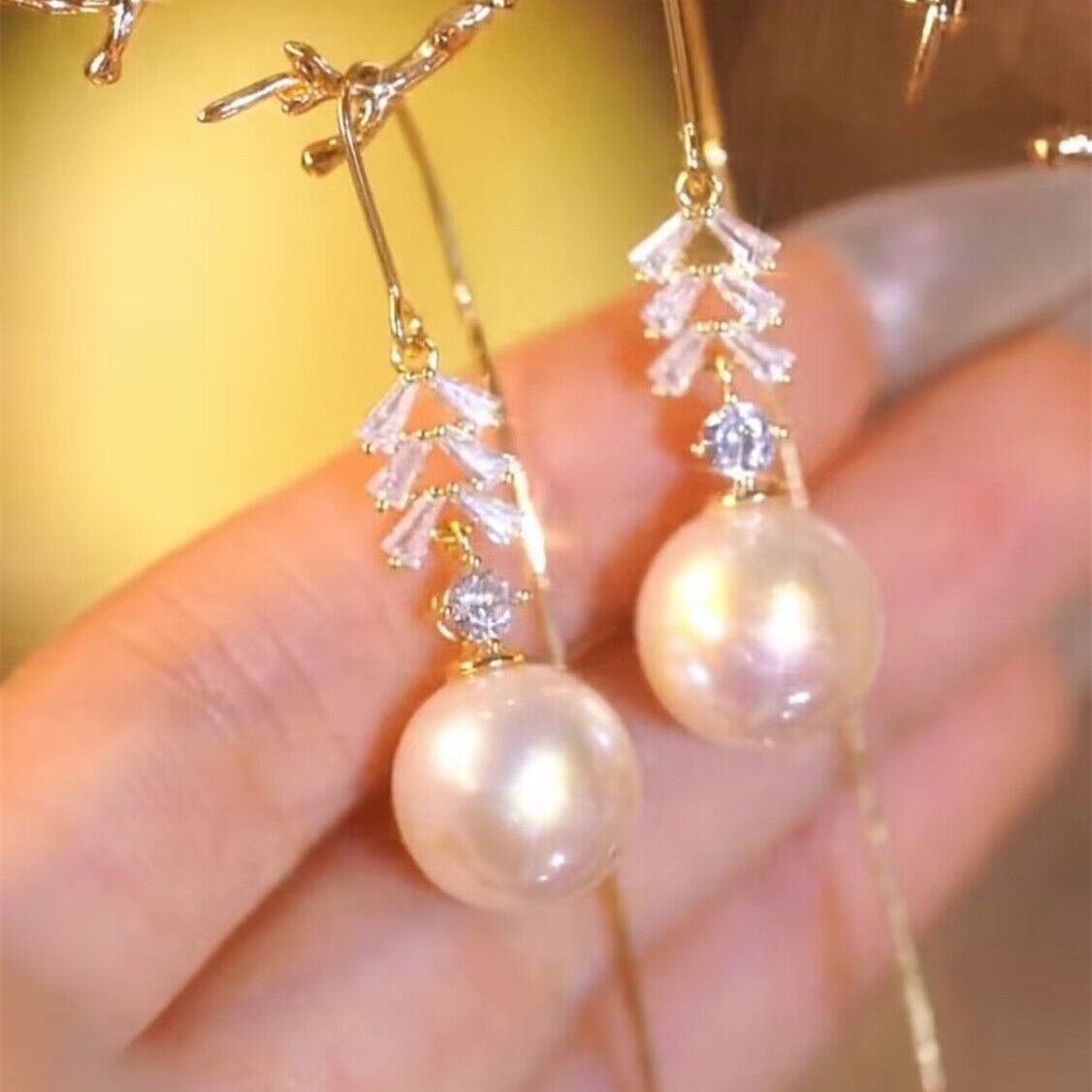 白色珍珠耳線 耳環-FANYIACC