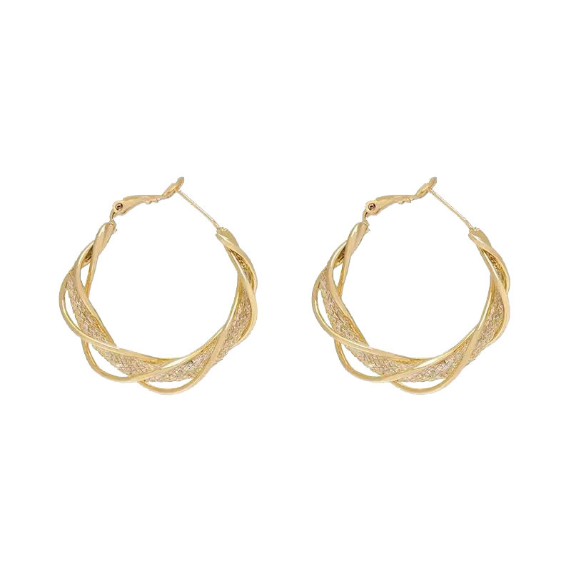 麻花圈圈金色耳環 (Earrings)-FANYIACC