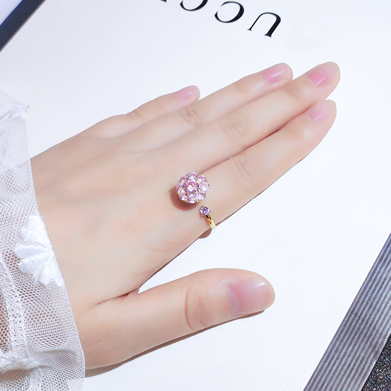 會旋轉的花朵鋯石戒指-FANYIACC