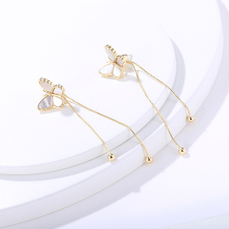 蝴蝶流蘇夾式耳環