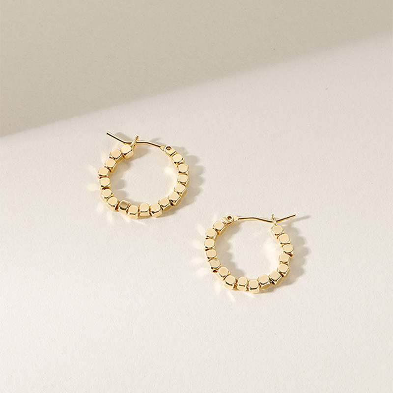 金屬小方塊圈圈耳環-FANYIACC