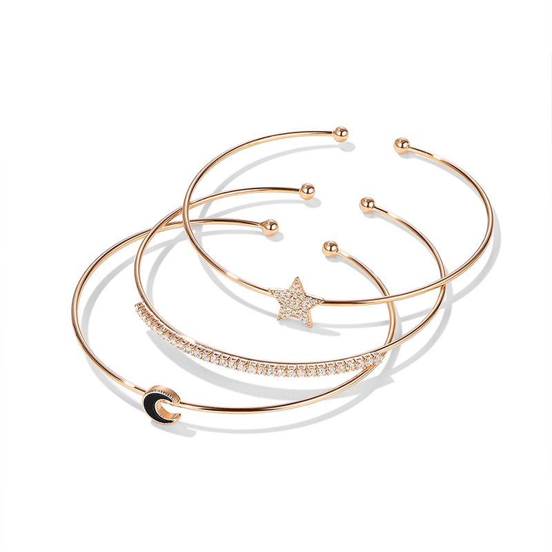 星月玫瑰金手環•三件組-FANYIACC