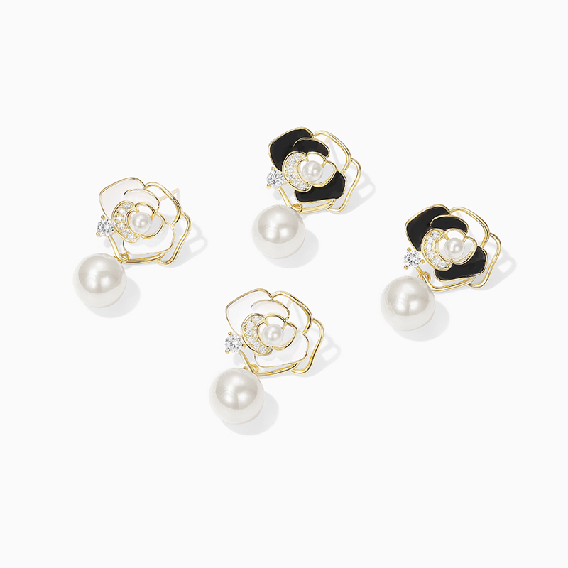 花朵珍珠耳環-FANYIACC