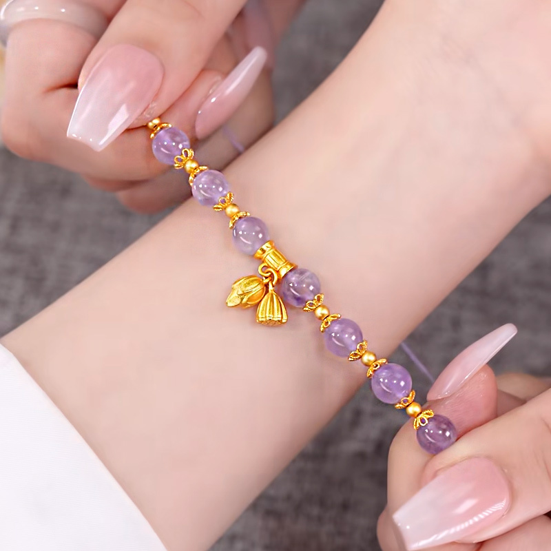 天然紫水晶桃花&蓮蓬手錬-FANYIACC