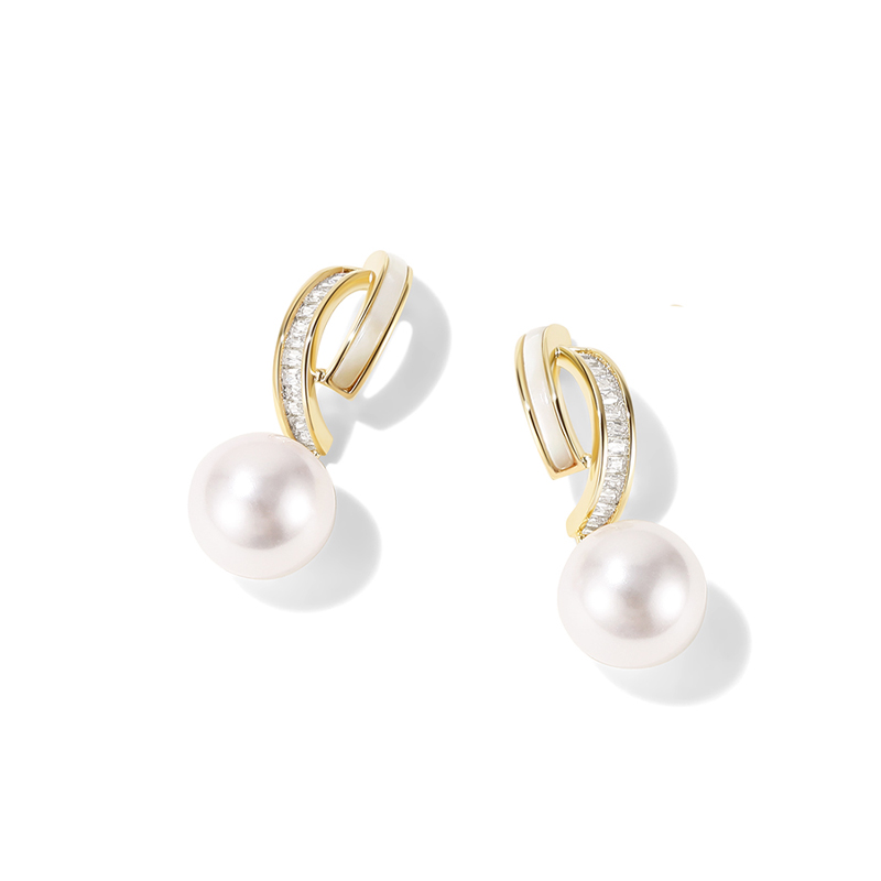 氣質雙層貝珠珍珠耳環-FANYIACC