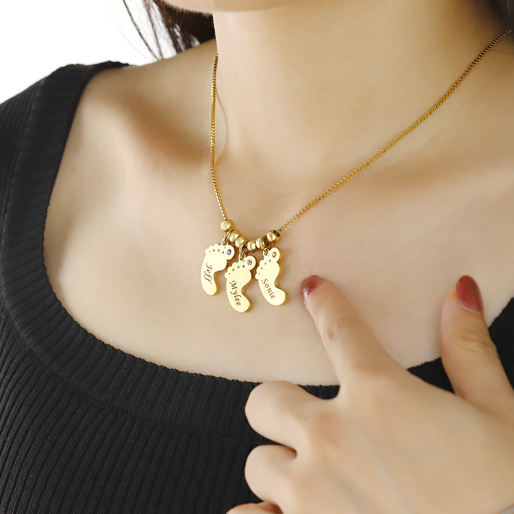 訂製款｜個性DIY刻字腳印項錬【925純銀】-FANYIACC